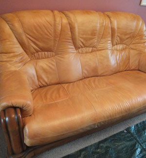 Faded Leather Sofa After 